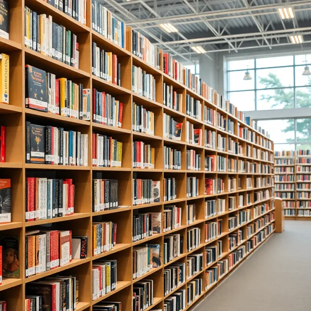 Interior of Huntington Beach Library with bookshelves