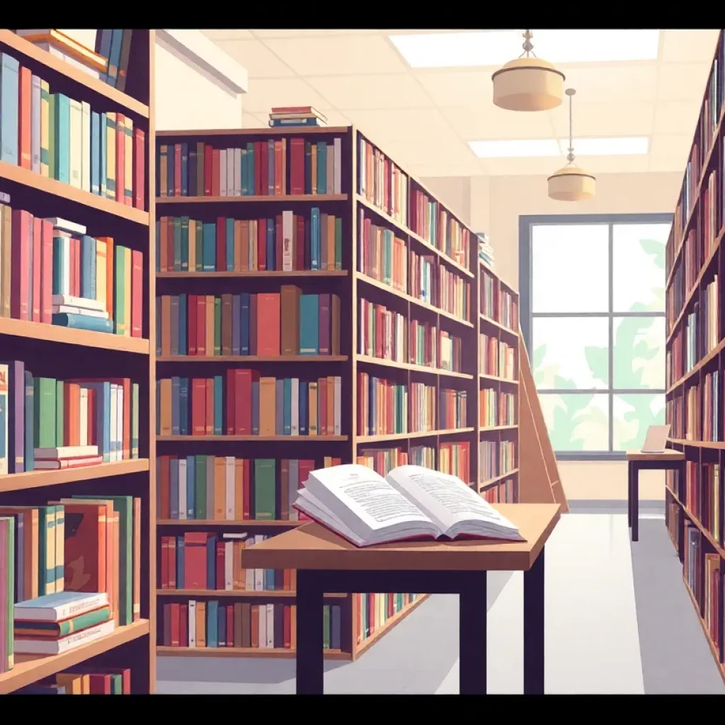 A vibrant library showcasing diverse books and reading materials