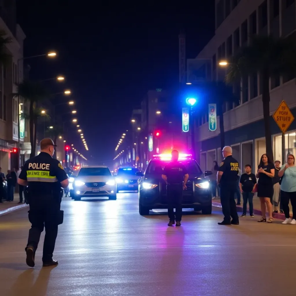 Police operation in Long Beach with community members nearby