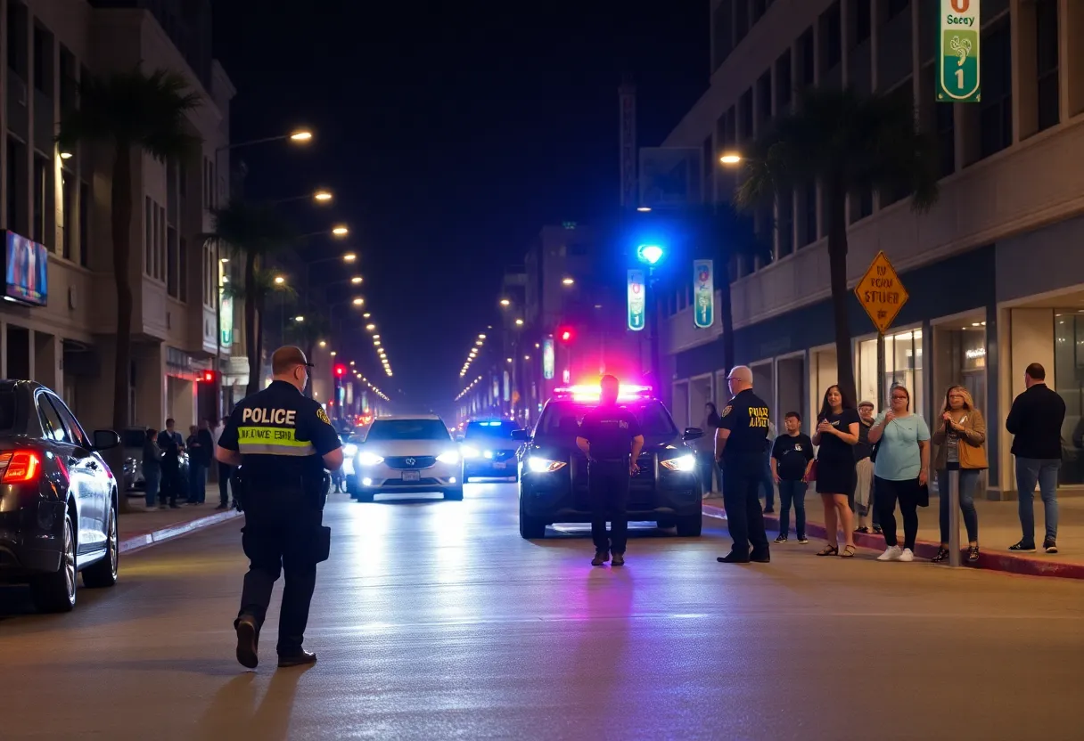 Police operation in Long Beach with community members nearby