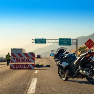 Emergency response at a motorcycle accident scene on Pacific Coast Highway