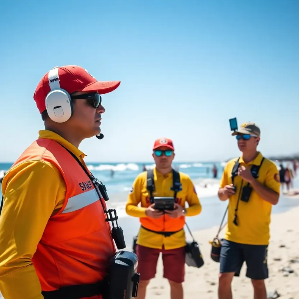 Lifeguards at Newport Beach using shark detection technology