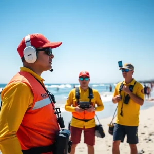 Lifeguards at Newport Beach using shark detection technology