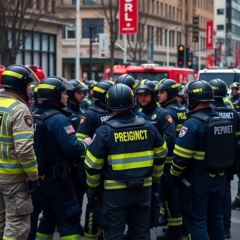 Emergency responders collaborating during a drill in Orange County.