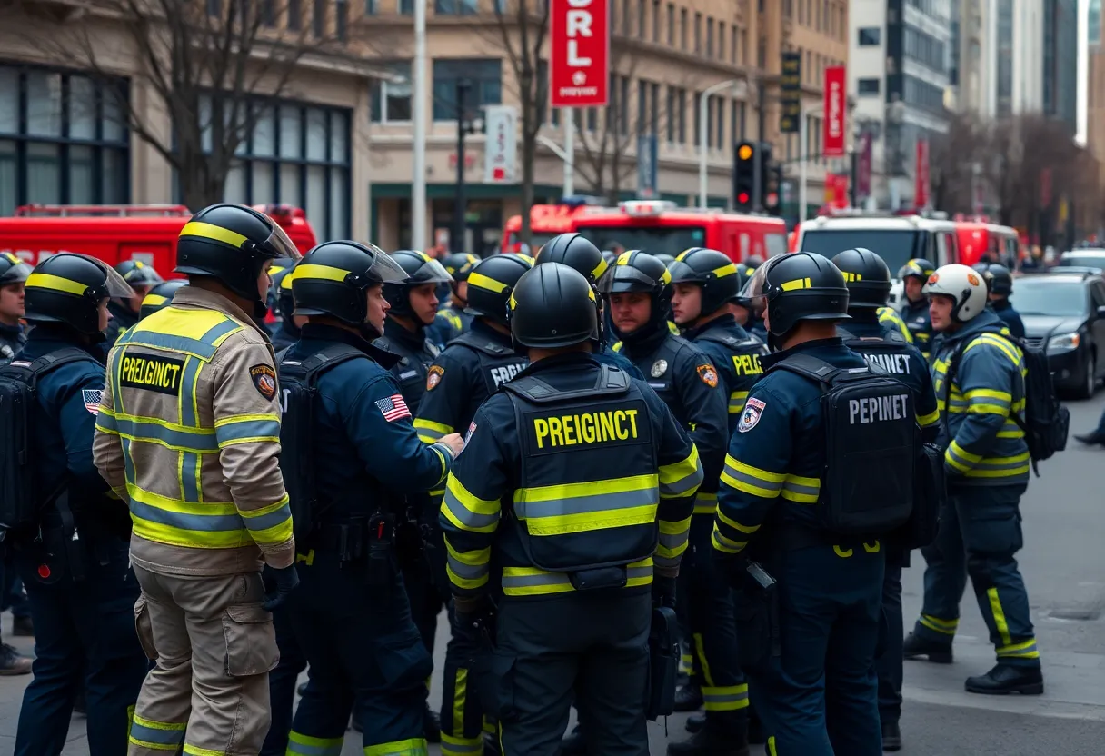 Emergency responders collaborating during a drill in Orange County.
