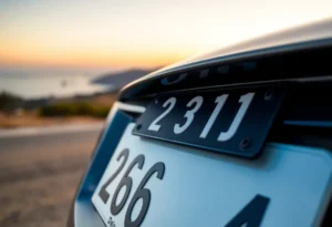 Close-up of a 'IAMISIS' license plate on a car