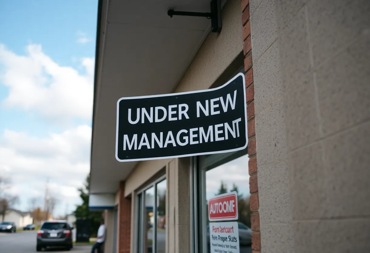 Exterior view of Professional Auto Care in Penfield with a 'Under New Management' sign.