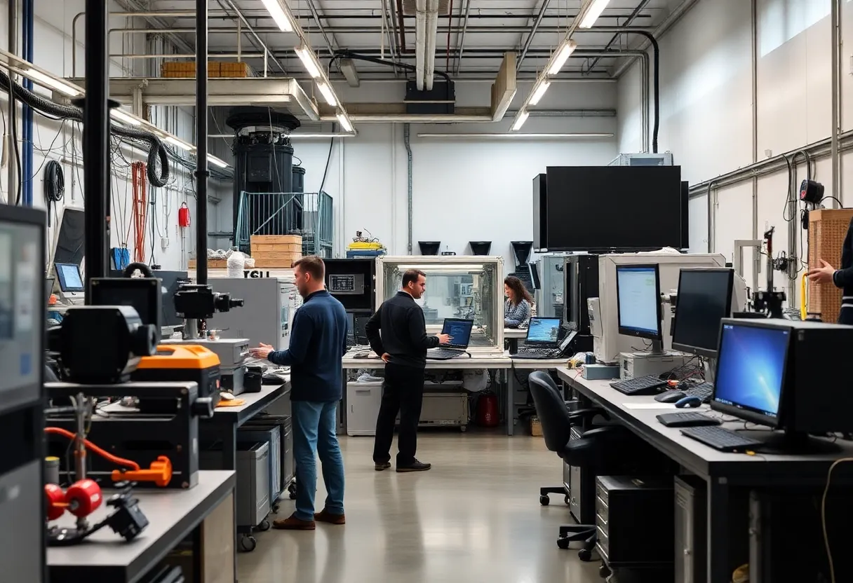 Engineers working in a modern tech workspace in San Luis Obispo