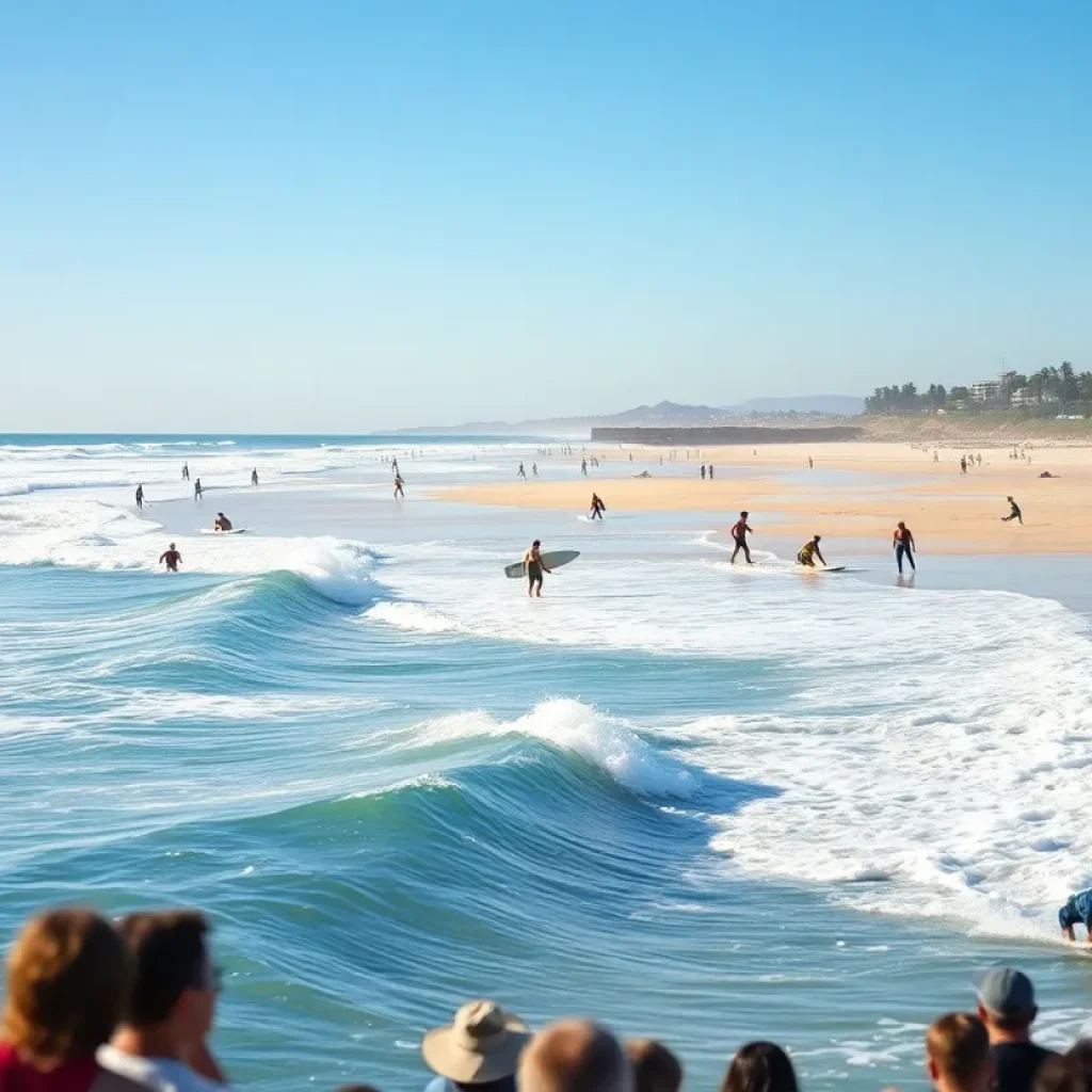 Surfers enjoying the waves in Southern California.