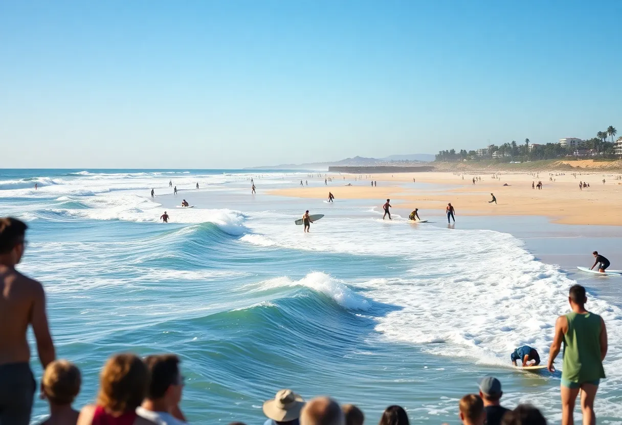 Surfers enjoying the waves in Southern California.