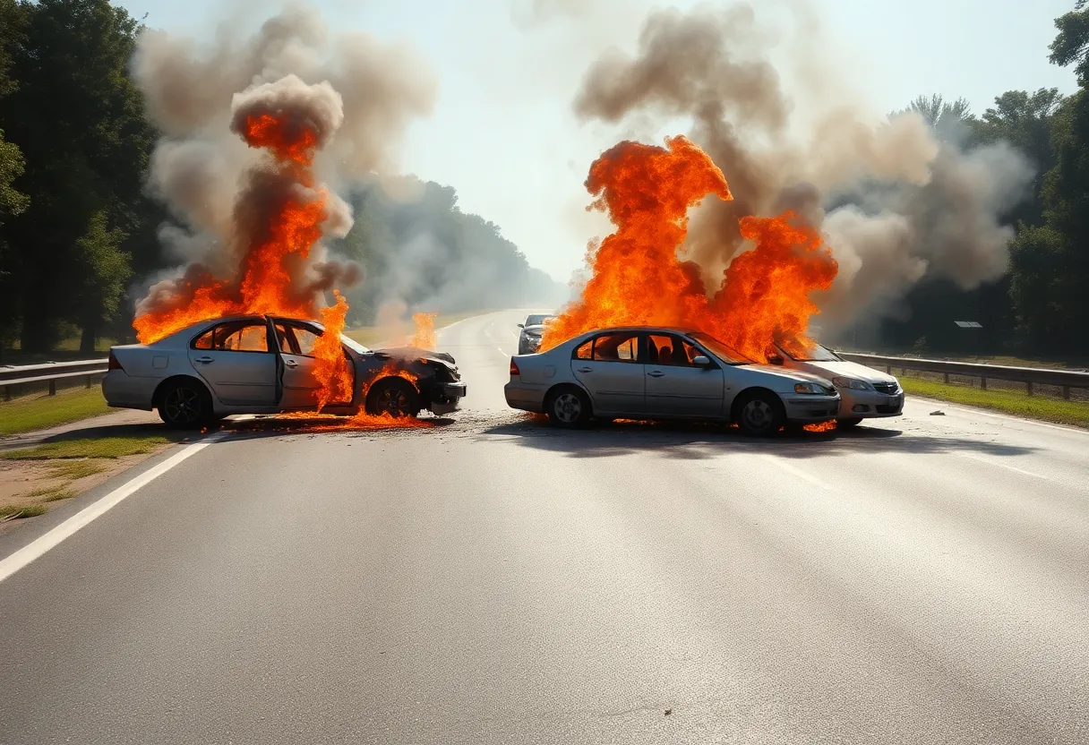 Three cars involved in a fiery crash in Orange County