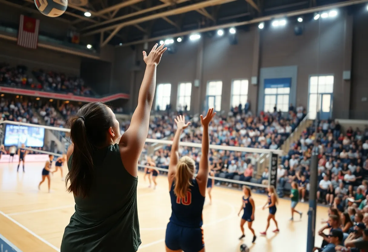 UCLA men's volleyball team in action during a championship match