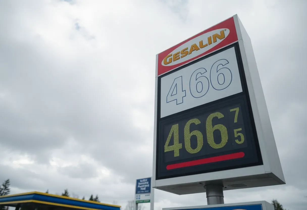 Gas price sign at a Washington gas station showing $4.66 per gallon.