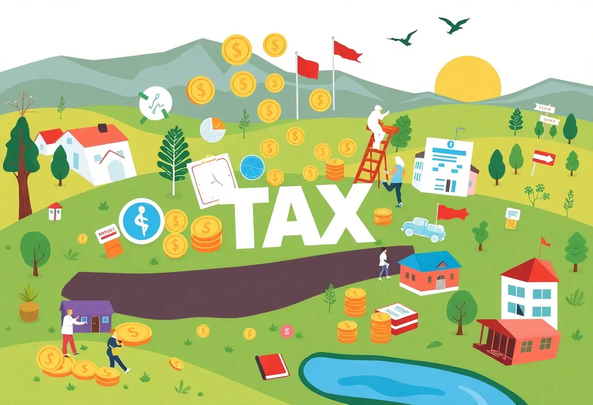 Illustration of wealth distribution and taxation in California