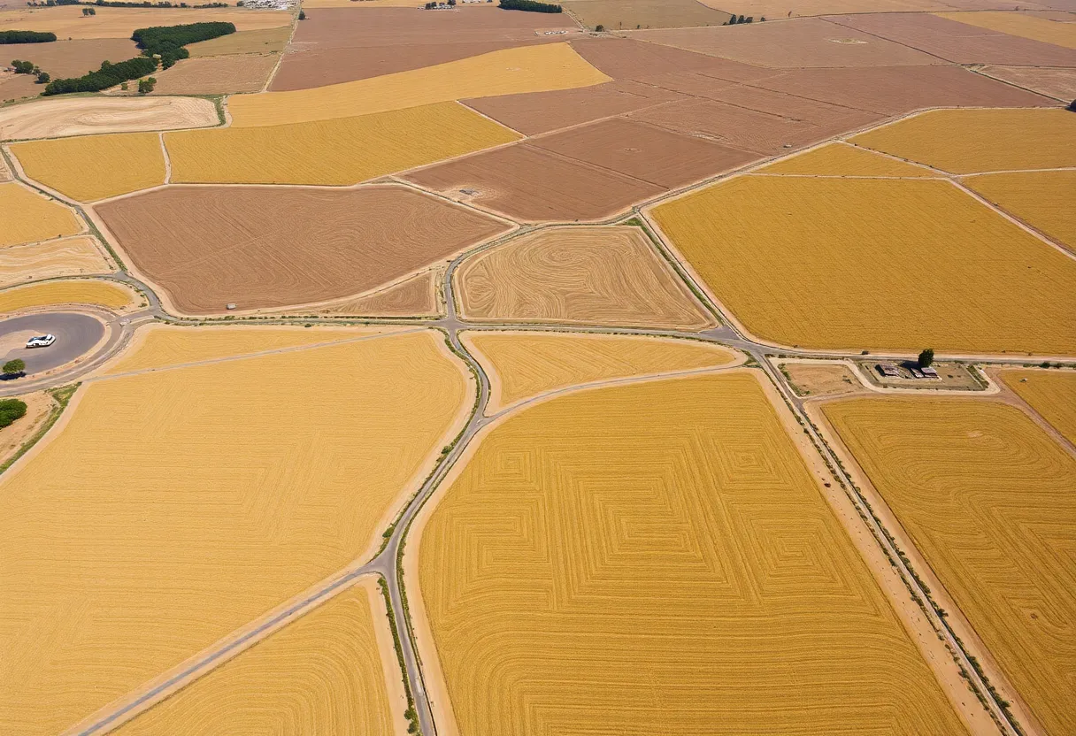 Drought-stricken rice fields in California