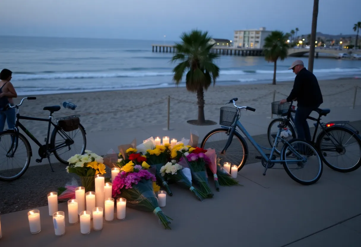 Candlelight vigil at Huntington Beach for a beloved pastor