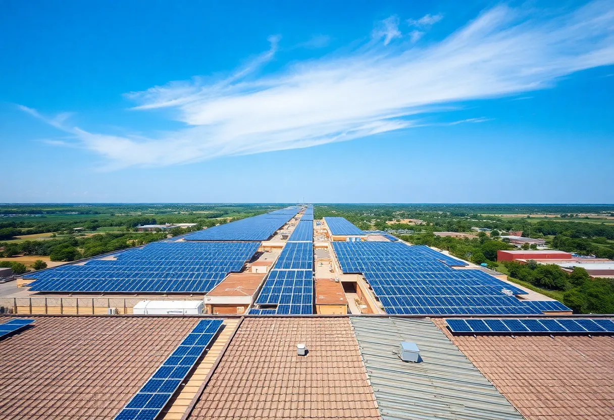 A view of GAF Energy's solar shingle manufacturing facility in Texas
