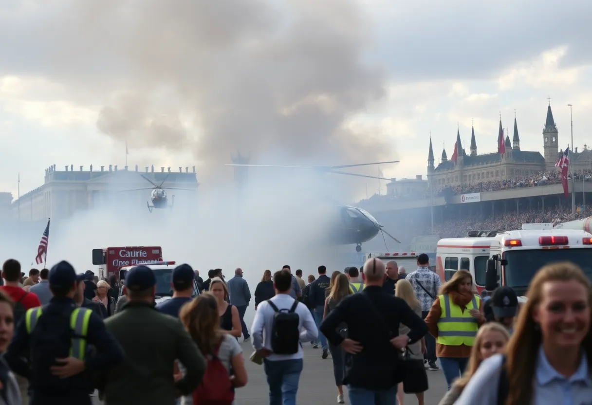 Helicopter crash scene at Cars N Copters event