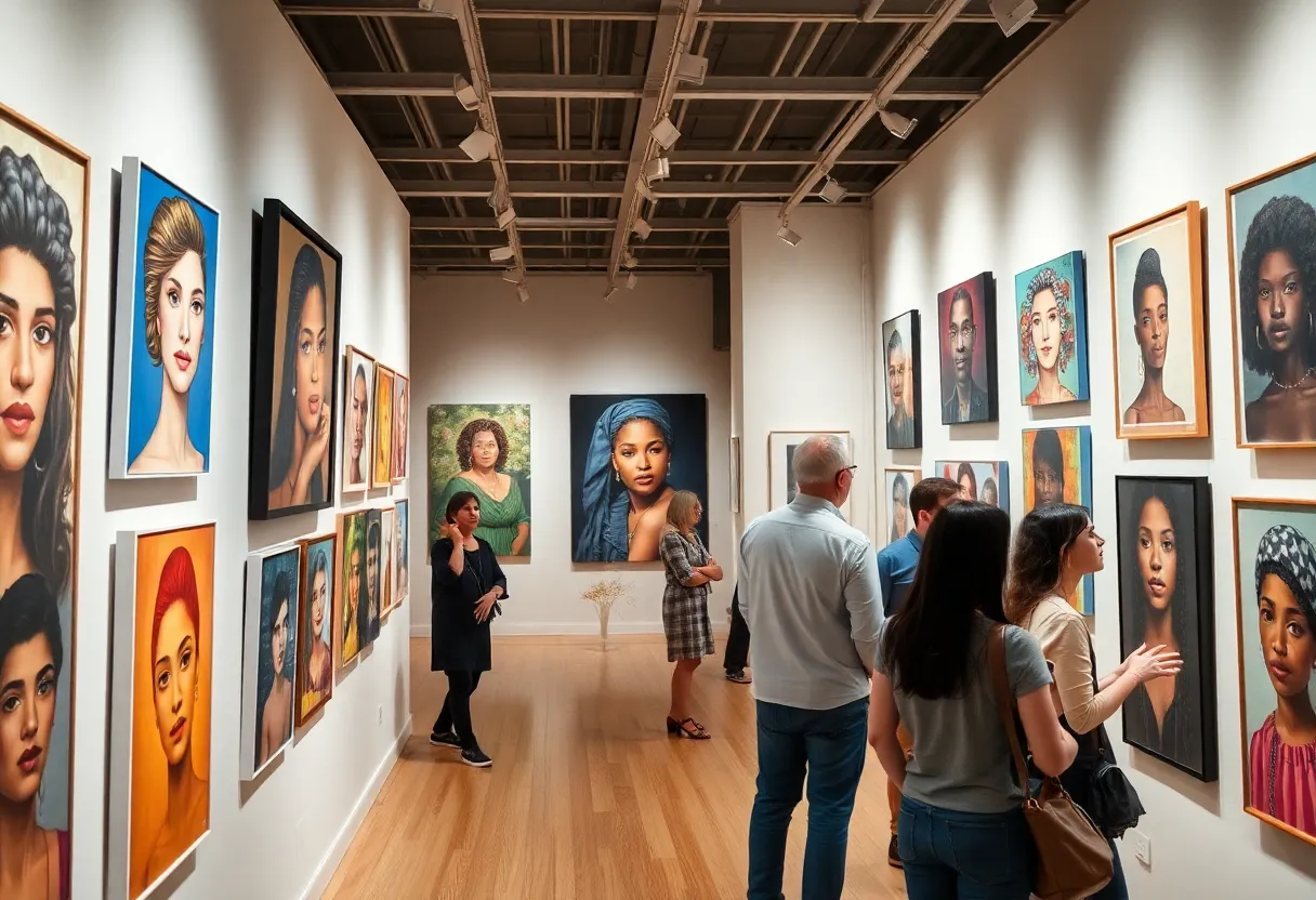 Art exhibition at Huntington Beach showcasing diverse artworks