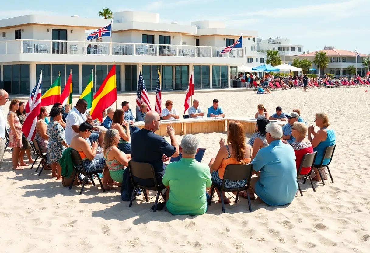 Council meeting discussing political changes in Huntington Beach