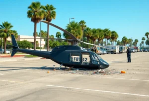 Helicopter crash scene in Huntington Beach