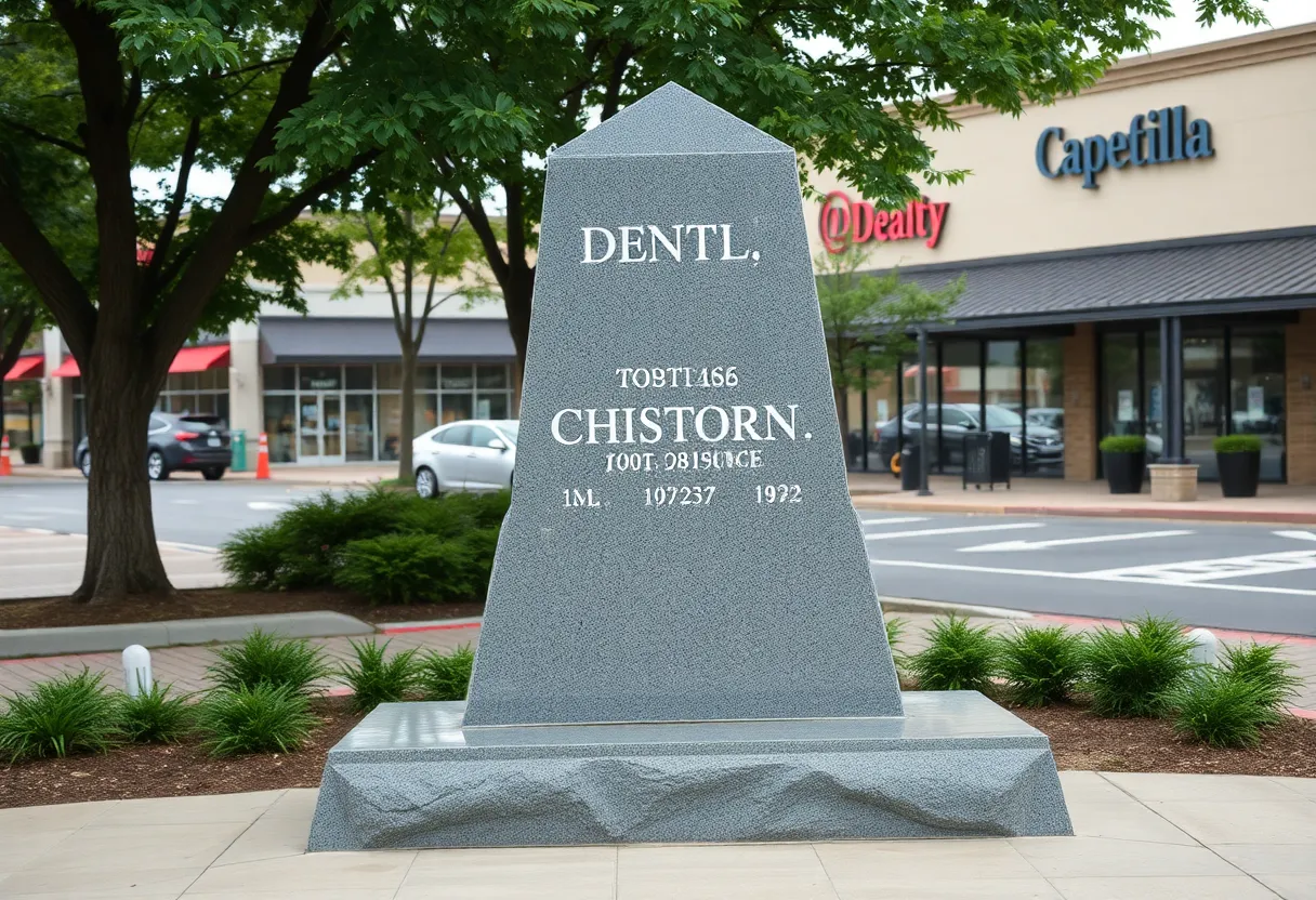 Granite monument in Huntington Beach symbolizing community spirit