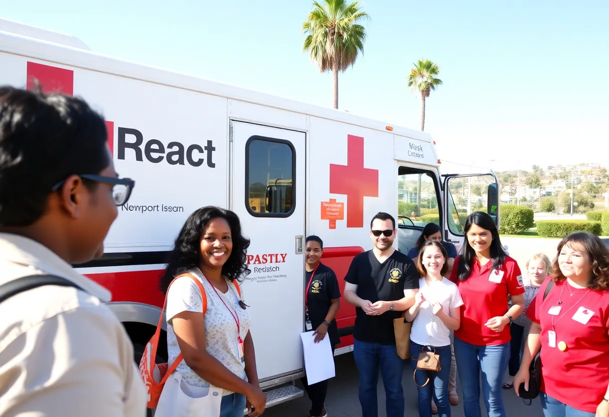 Residents participating in a blood donation event in Newport Beach