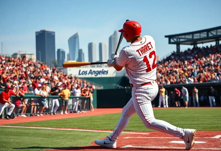 Baseball player hitting a home run in a packed stadium
