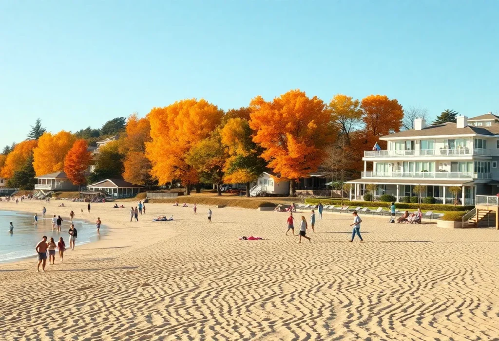 Southern California beach scene in October
