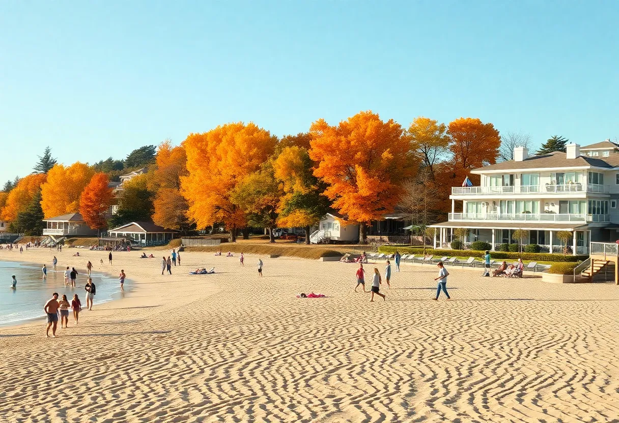 Southern California beach scene in October